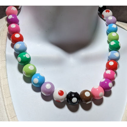 Rainbow Polka Dot Bubble Gum Bead Necklace