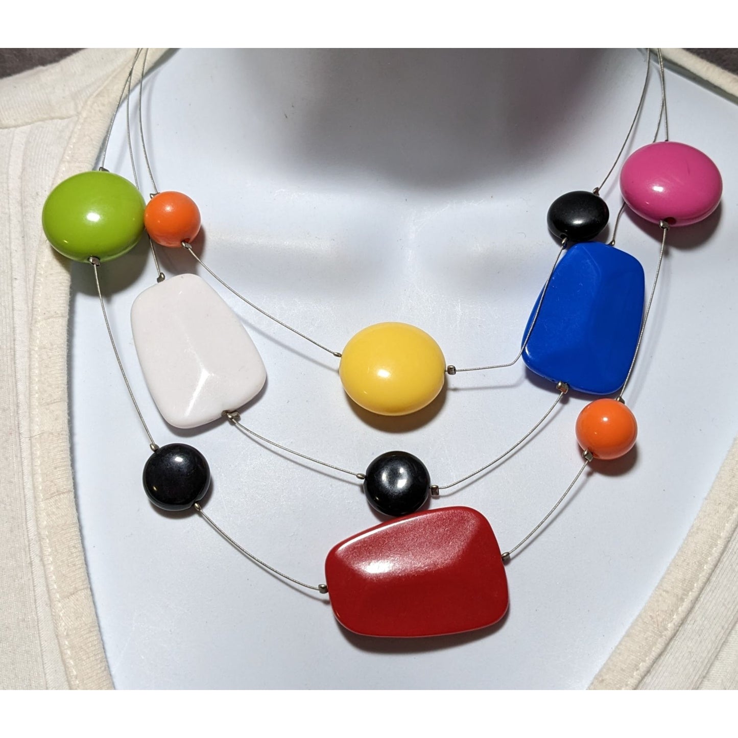 Rainbow Gemmed Floating Necklace