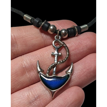 Retro Color Changing Mood Anchor Pendant Necklace