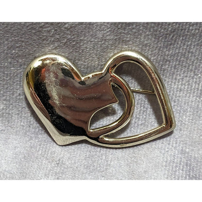 Silver Double Heart Valentine Brooch