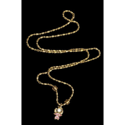 Vintage USA KLS Pink Angel Pendant Necklace