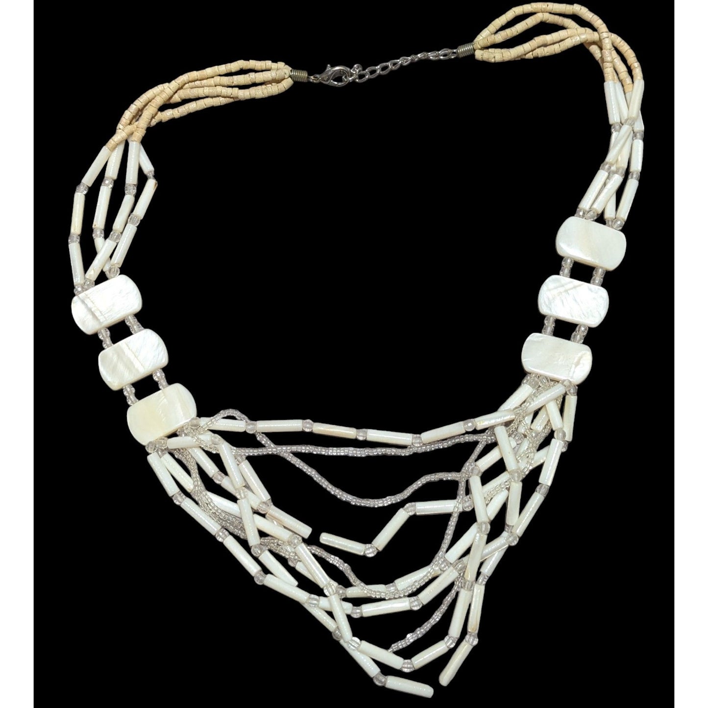 Mother Of Pearl Cream Beaded Shell Necklace