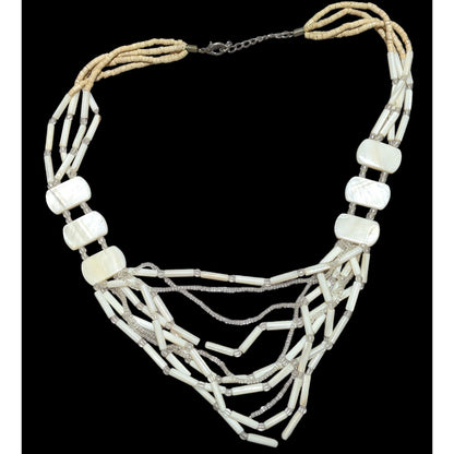 Mother Of Pearl Cream Beaded Shell Necklace