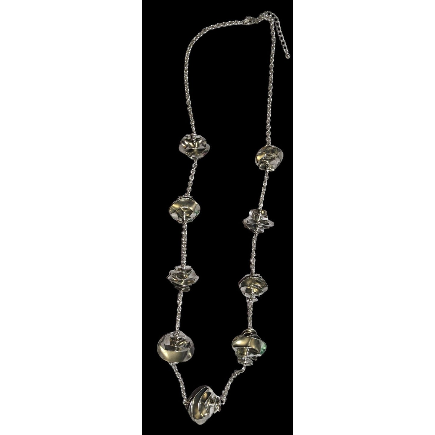 Abstract Silver Floral Chime Disc Necklace