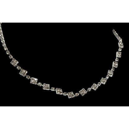 Elegant Glam Geometric Silver Rhinestone Necklace