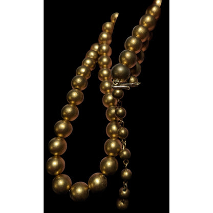 Vintage Gold Beaded Faux Pearl  Necklace