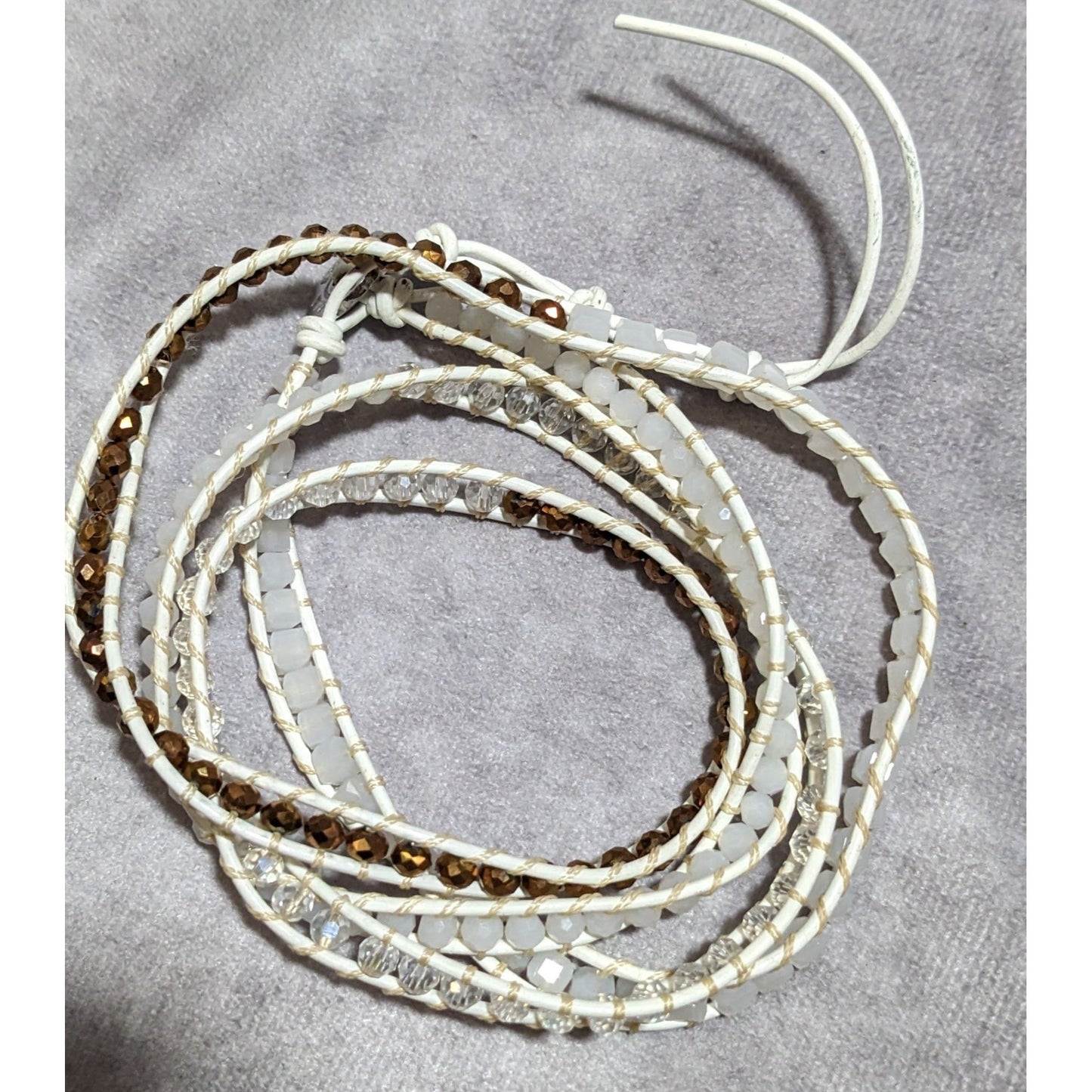 Victoria Emerson White Glass Beaded Wrap Bracelet