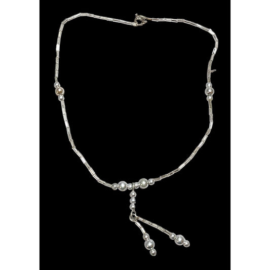 Handmade Silver Beaded Necklace