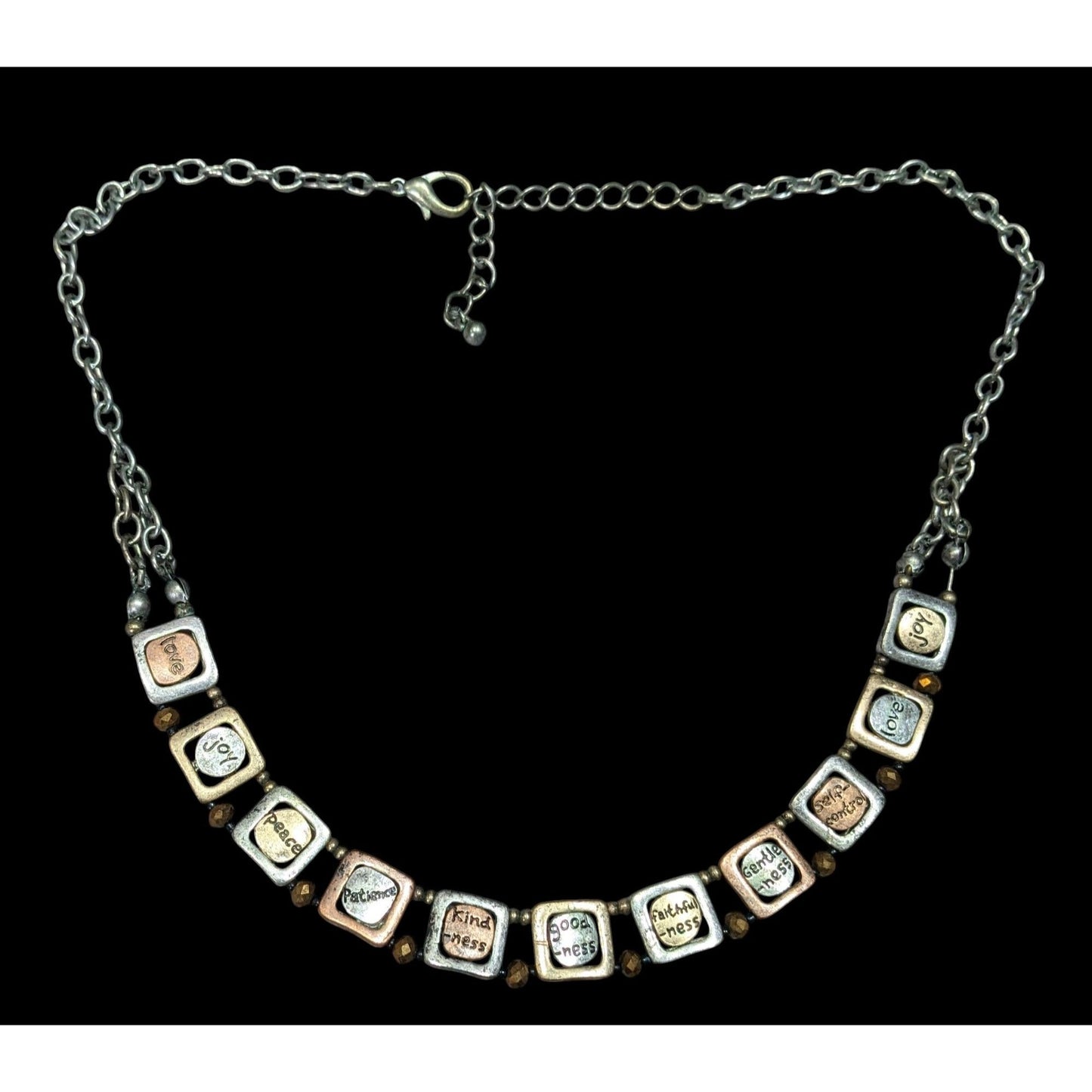 Rustic Distressed Words Of Affirmation Multi Metallic Necklace