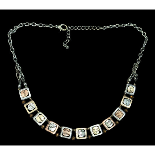 Rustic Distressed Words Of Affirmation Multi Metallic Necklace