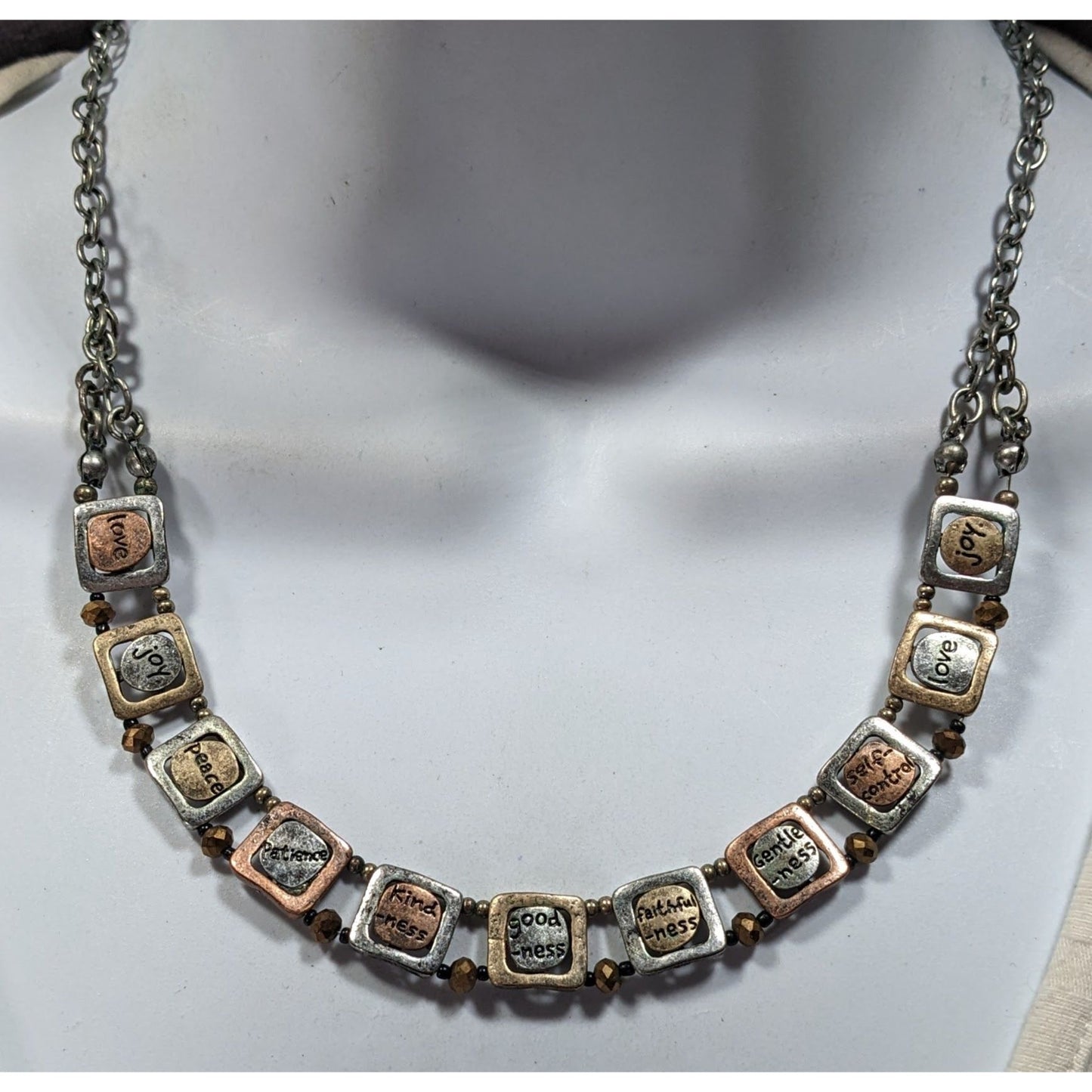 Rustic Distressed Words Of Affirmation Multi Metallic Necklace