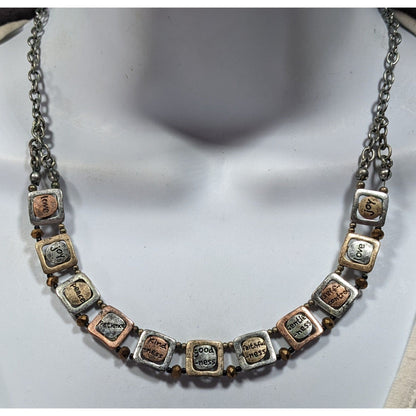 Rustic Distressed Words Of Affirmation Multi Metallic Necklace