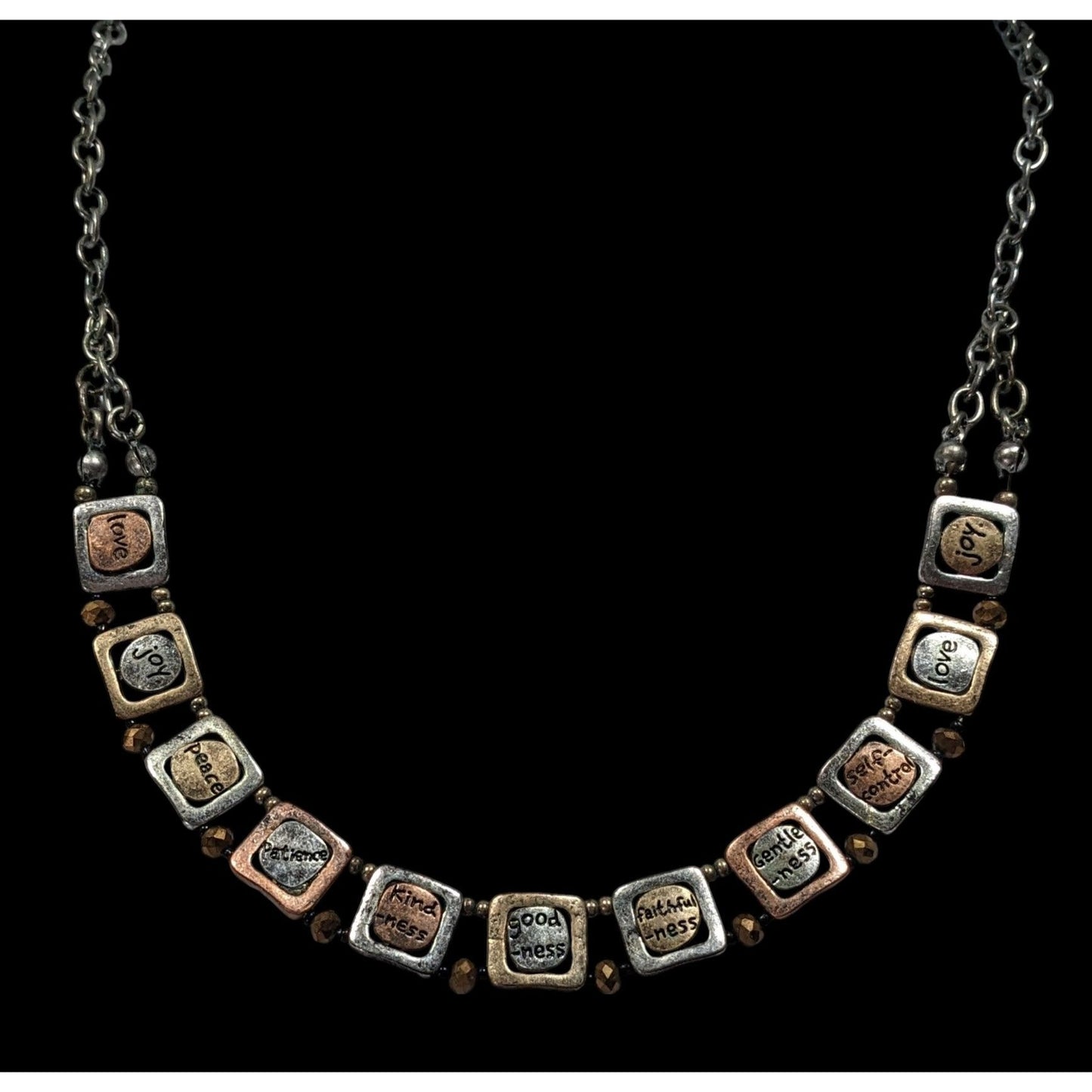 Rustic Distressed Words Of Affirmation Multi Metallic Necklace