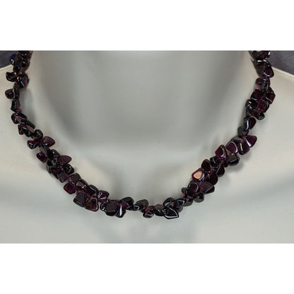 Vintage Handmade Natural Garnet Chip Necklace