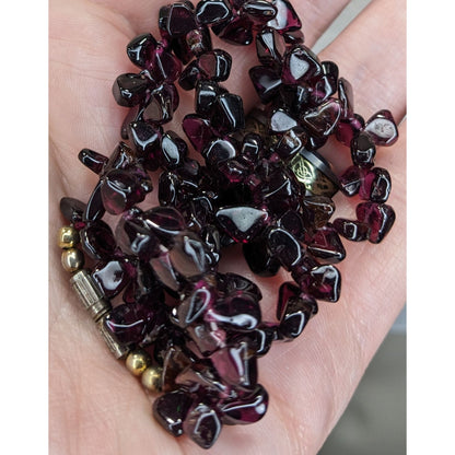 Vintage Handmade Natural Garnet Chip Necklace