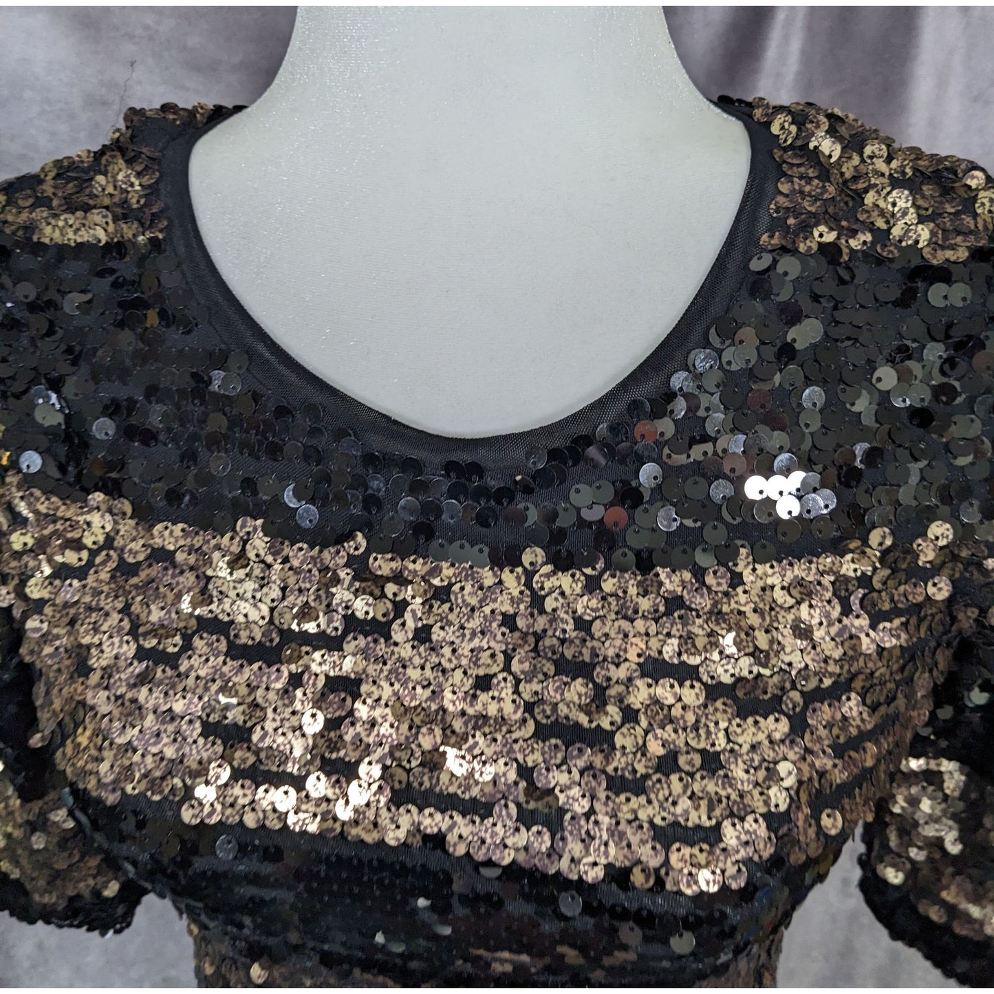 Black And Gold Sequin Cocktail Dress by BCBGMaxazria