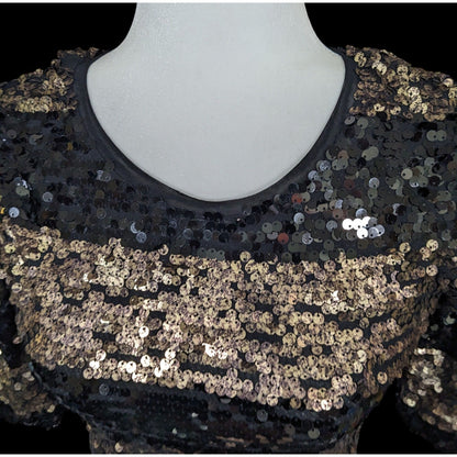 Black And Gold Sequin Cocktail Dress by BCBGMaxazria