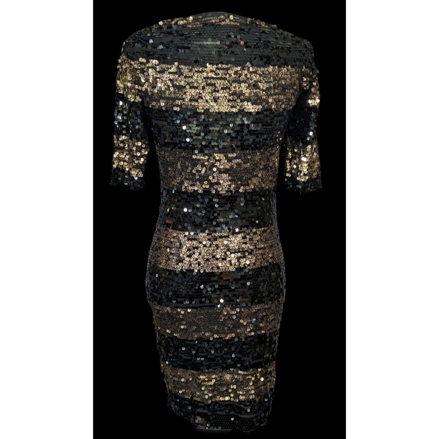 Black And Gold Sequin Cocktail Dress by BCBGMaxazria