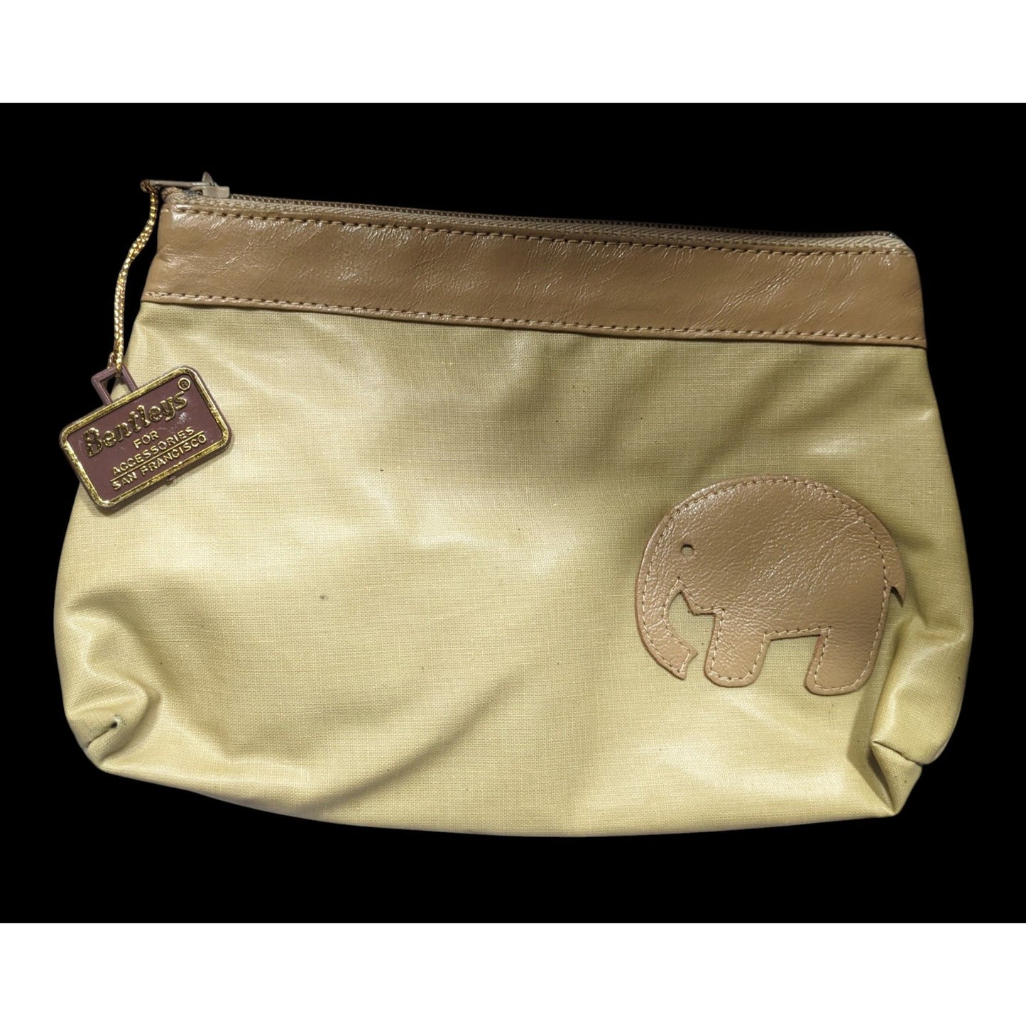 Vintage Bentley's For Accessories San Francisco Tan Elephant Zipper Pouch