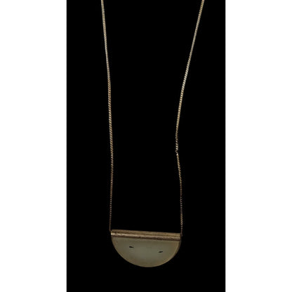 Geometric Rutilated Quartz Half Circle Pendant Necklace