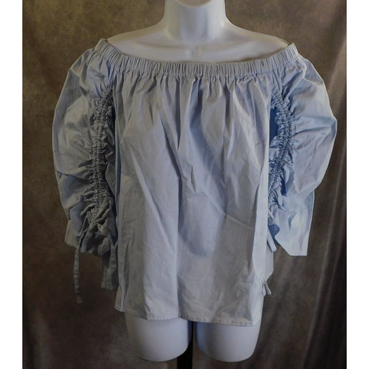 Blush Off Shoulder Pastel Blue Peasant Top NWT