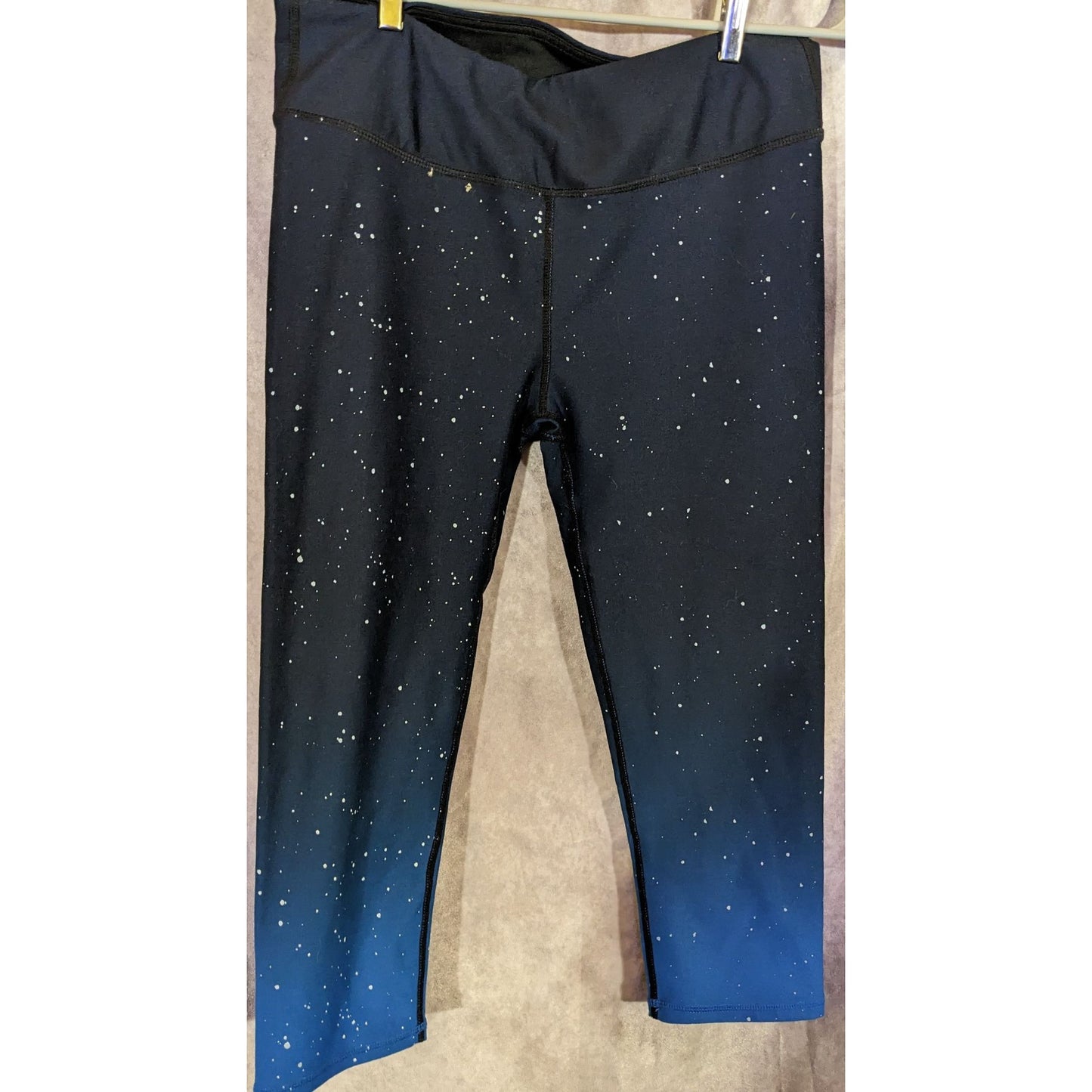 Fabletics Starry Skies Capris Blue & Black Ombre Splatter Print