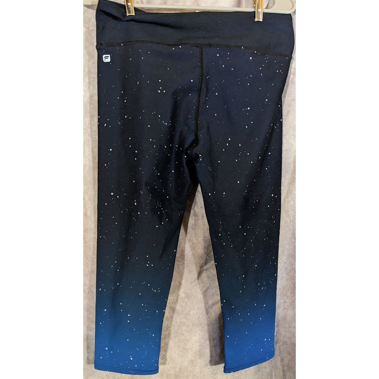 Fabletics Starry Skies Capris Blue & Black Ombre Splatter Print