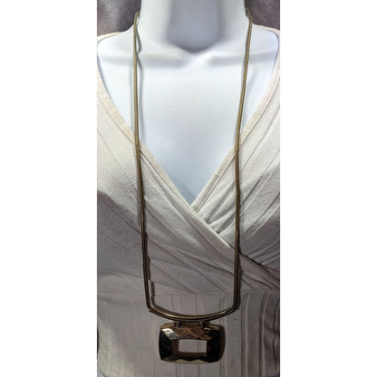 Avenue Geometric Gold Tone Pendant Statement Necklace