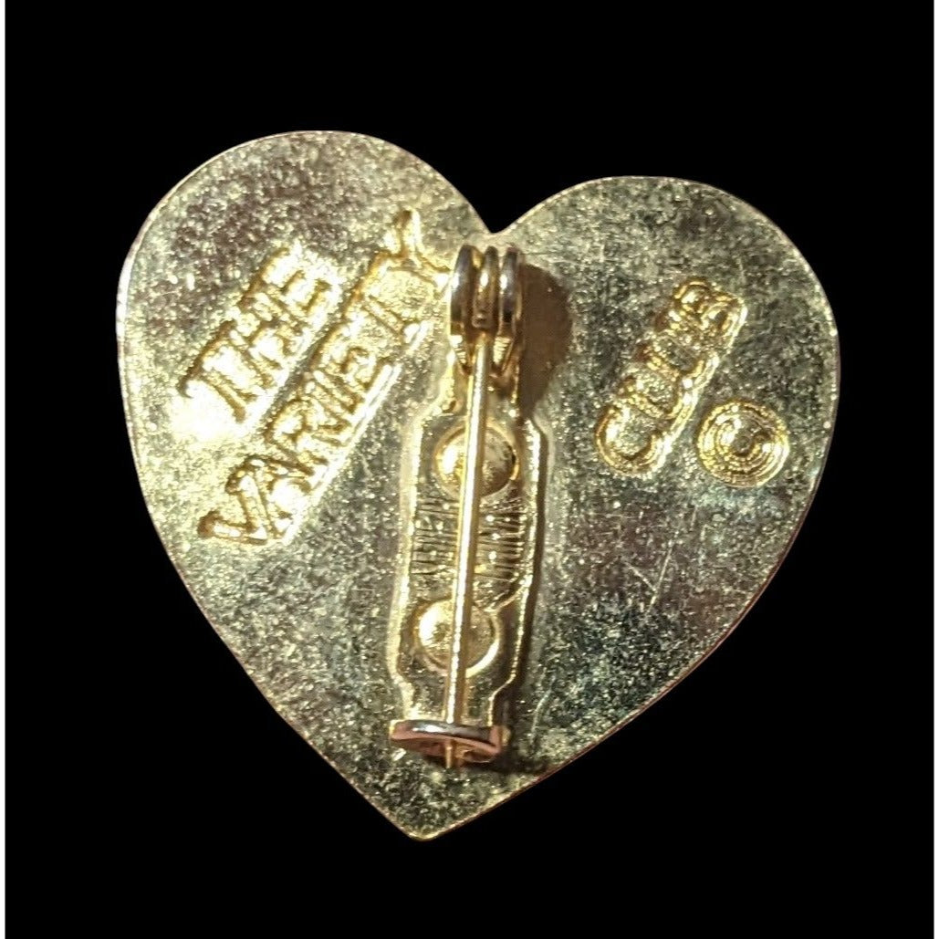 Vintage 90s Heart Shaped Variety Club Gold Tone Brooch