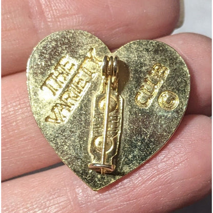 Vintage 90s Heart Shaped Variety Club Gold Tone Brooch