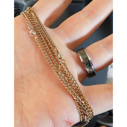 Simple Gold Tone Chain Necklace With Clear Gem Accents