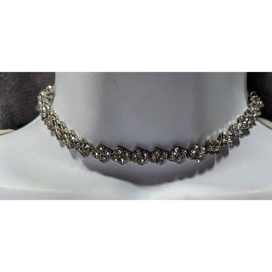 Retro Glam Sparkly Rhinestone Tie On Necklace
