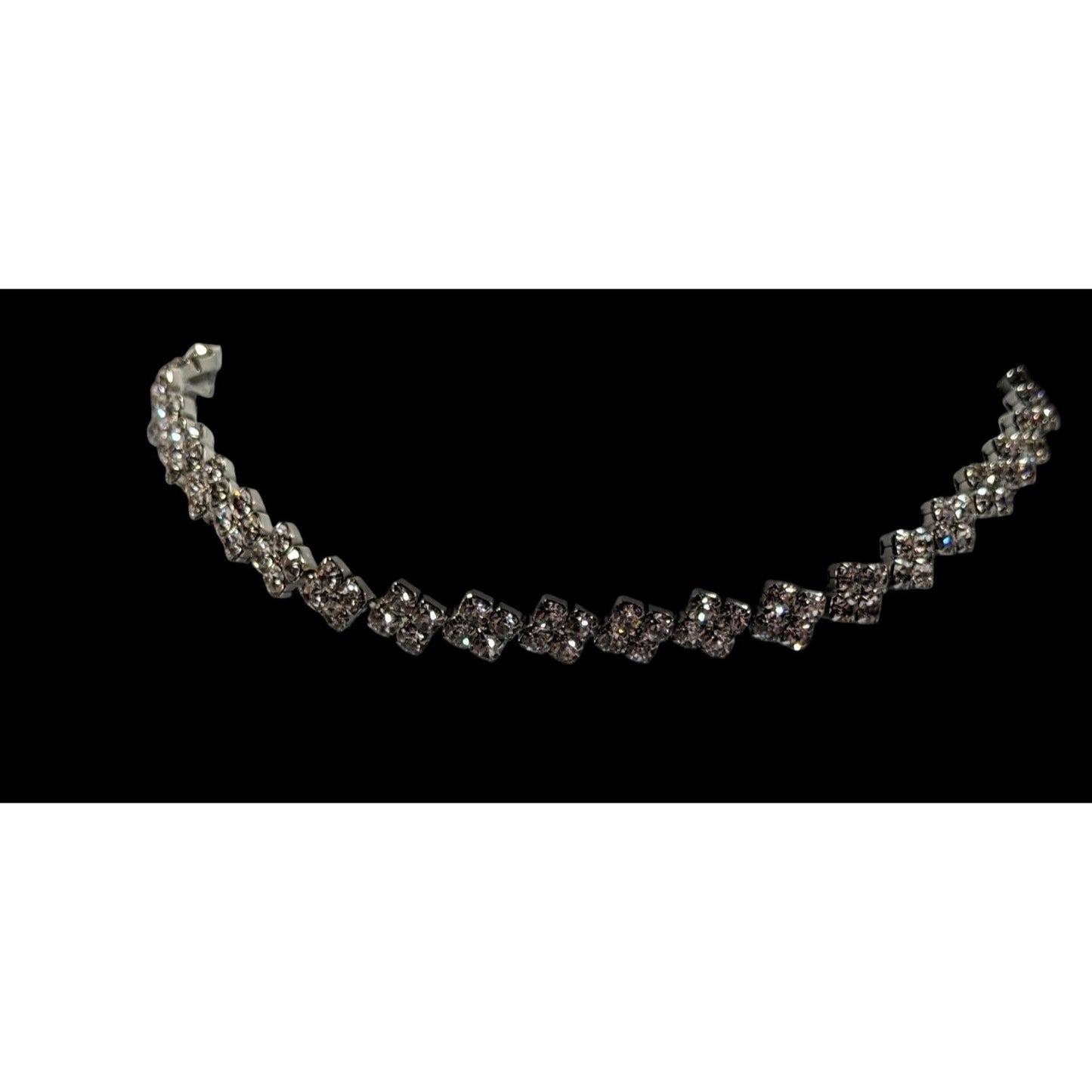 Retro Glam Sparkly Rhinestone Tie On Necklace