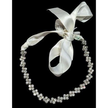 Retro Glam Sparkly Rhinestone Tie On Necklace