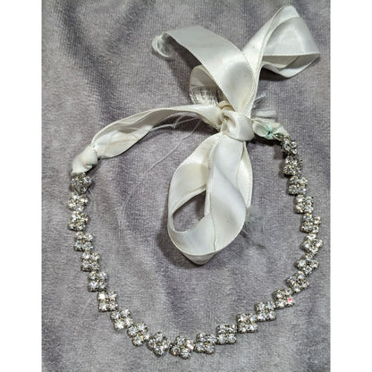 Retro Glam Sparkly Rhinestone Tie On Necklace