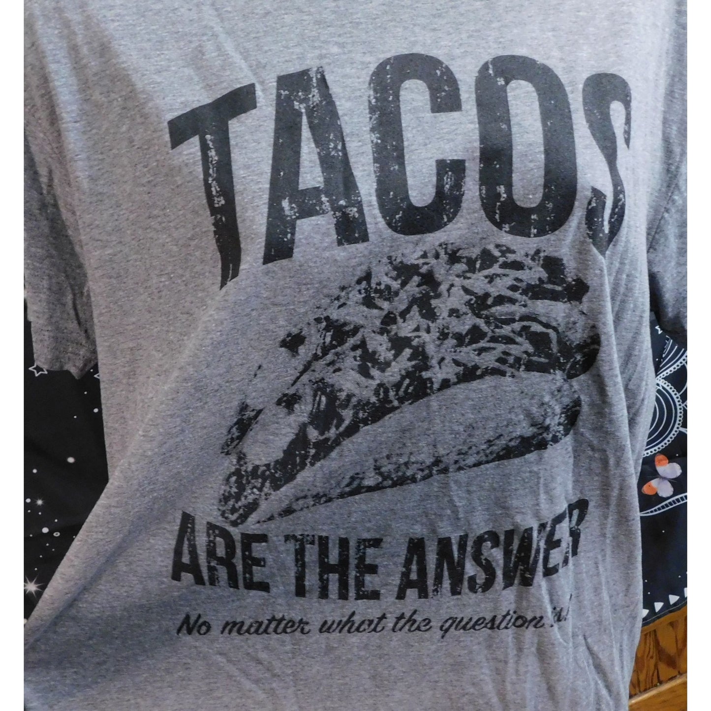 Crazy Dog Funny Taco Tee Grey With Black Print