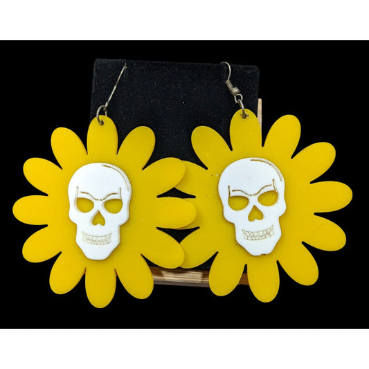 Gothic Summer Skeleton Floral Spring Fishhook Back Earrings