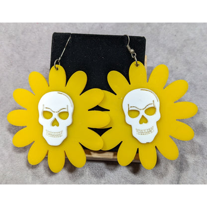 Gothic Summer Skeleton Floral Spring Fishhook Back Earrings