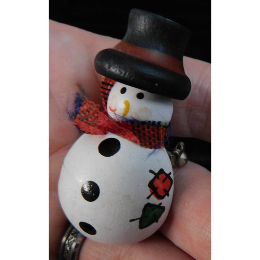 Handmade Painted Wooden Snowman  Brooch
