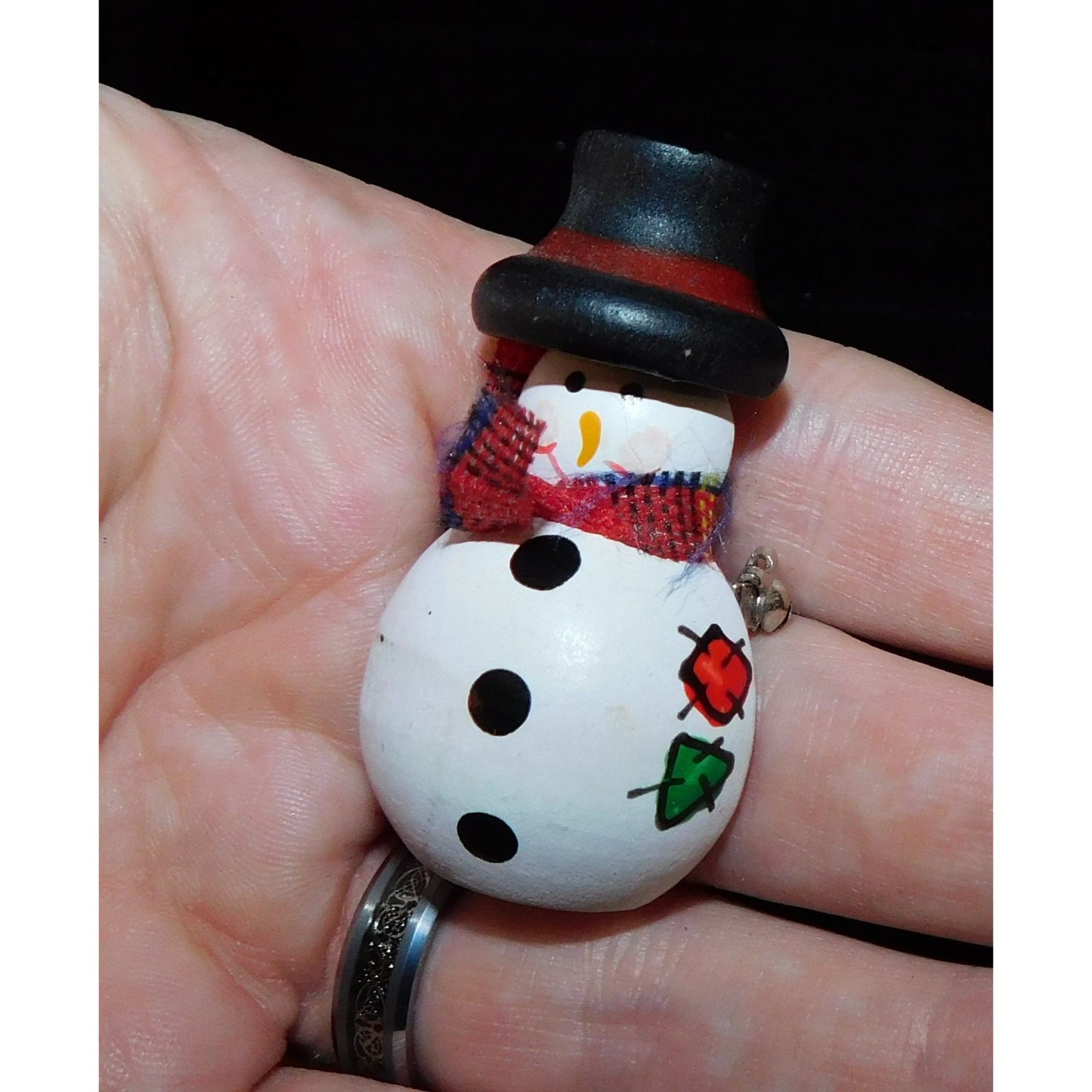 Handmade Painted Wooden Snowman  Brooch