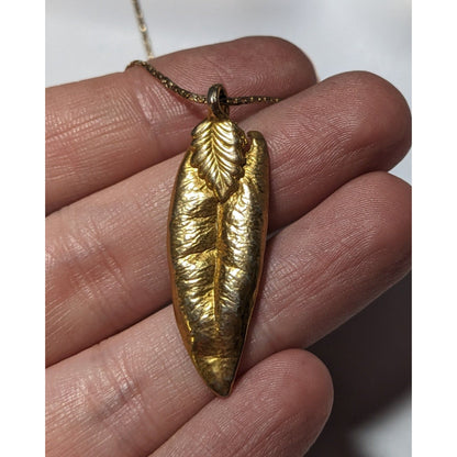 Vintage Gold Electroplated Natural Leaf Necklace