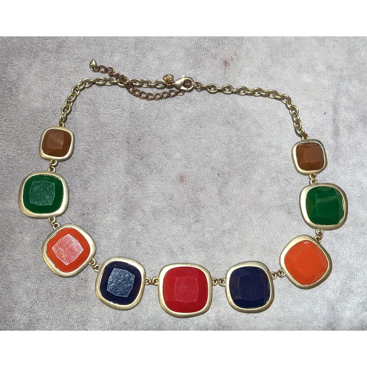 Retro Rainbow Chunky Gemmed Statement Necklace