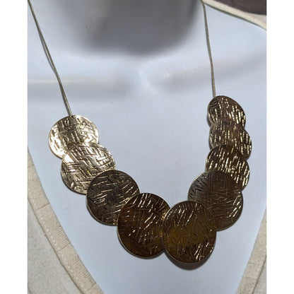 Modern Glam Erica Lyons Etched Gold Disc Necklace