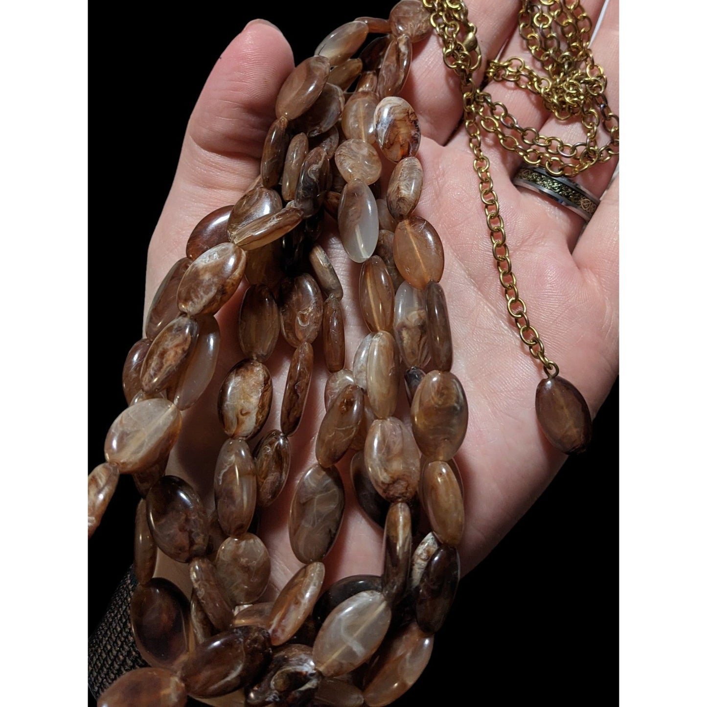 Earthy Multilayer Marbled Beaded Necklace