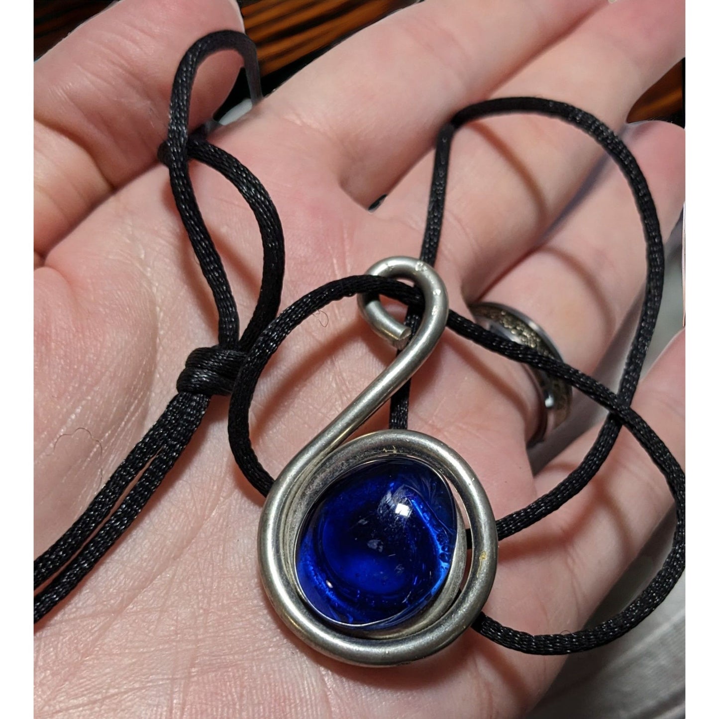 Cobalt Glass Swirl Necklace