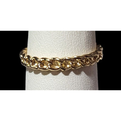 Gold Tone Braided Chain Texture Fashion Ring Size 6