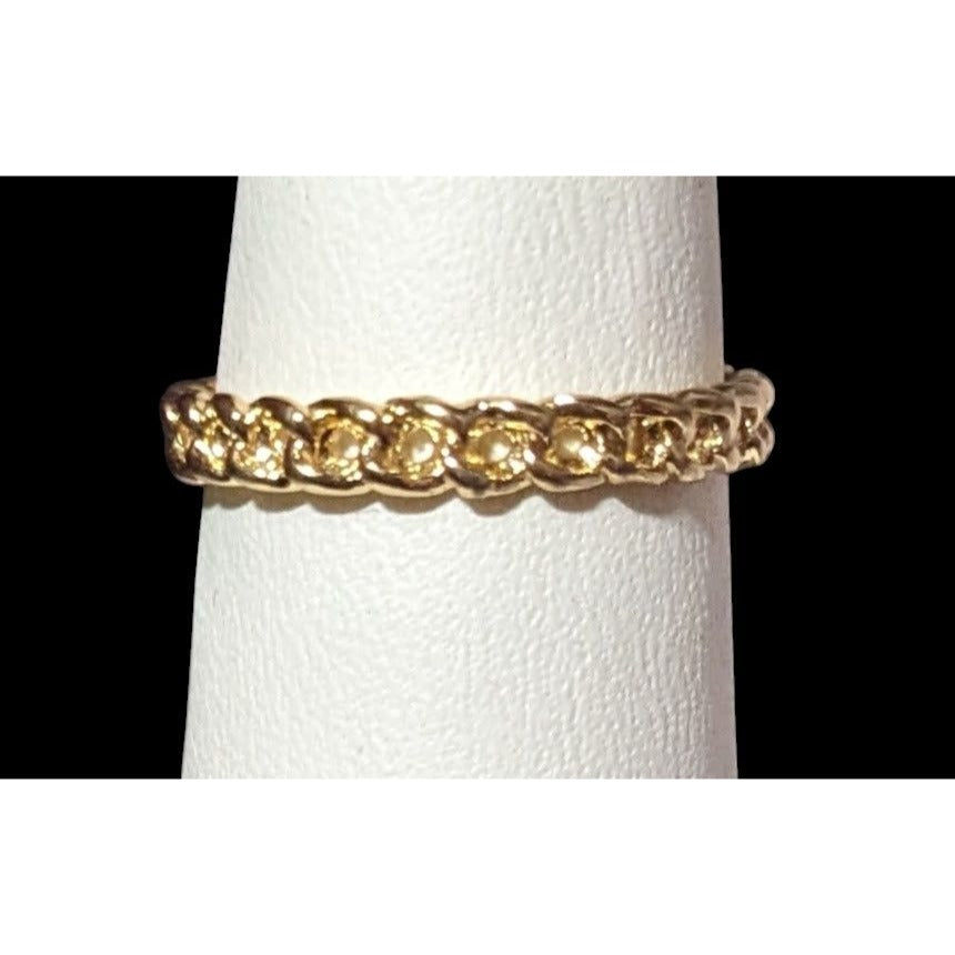 Gold Tone Braided Chain Texture Fashion Ring Size 6