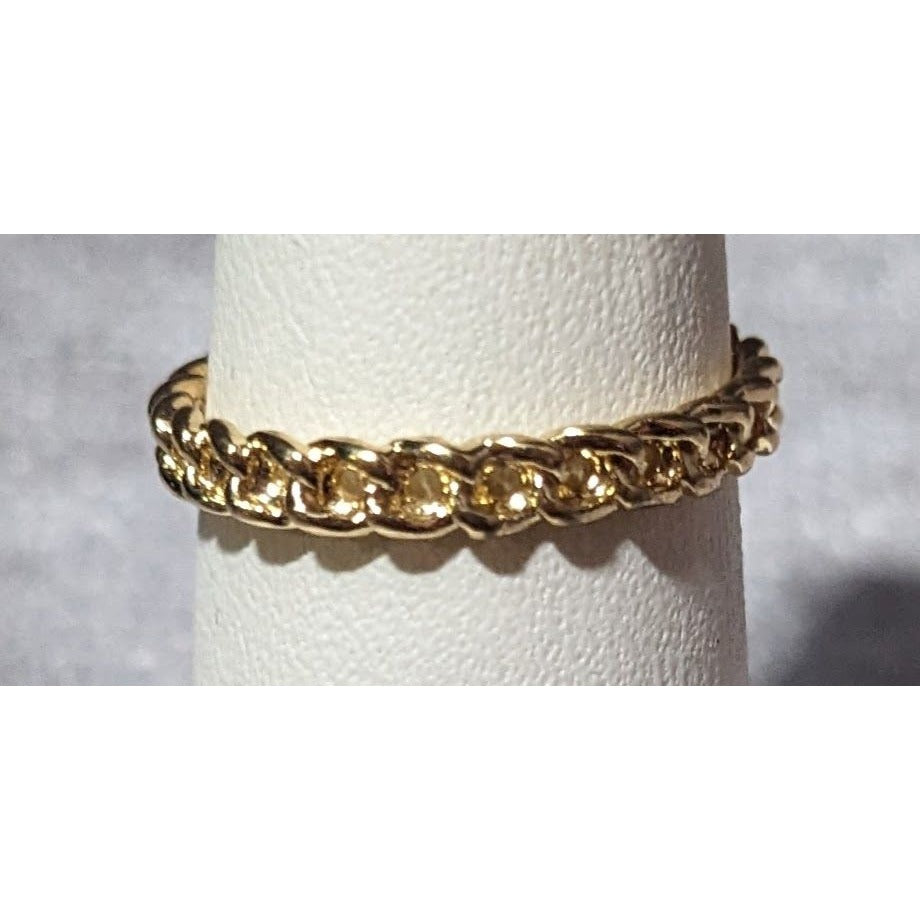 Gold Tone Braided Chain Texture Fashion Ring Size 6