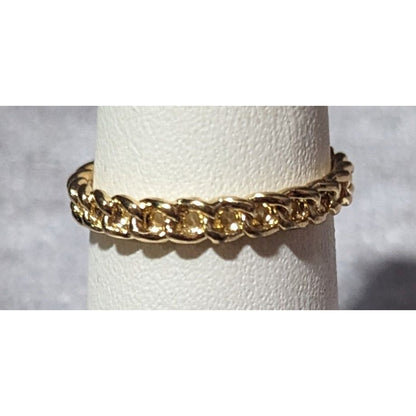 Gold Tone Braided Chain Texture Fashion Ring Size 6