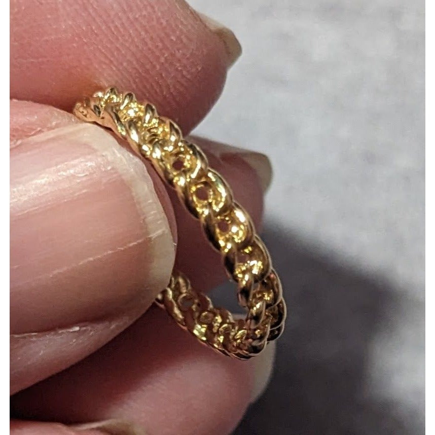 Gold Tone Braided Chain Texture Fashion Ring Size 6